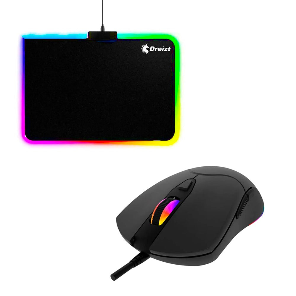 Combo Mouse dreizt gamer RGB mate GR270037 + Mousepad Gamer Dreizt Rgb Multicolor GR270011