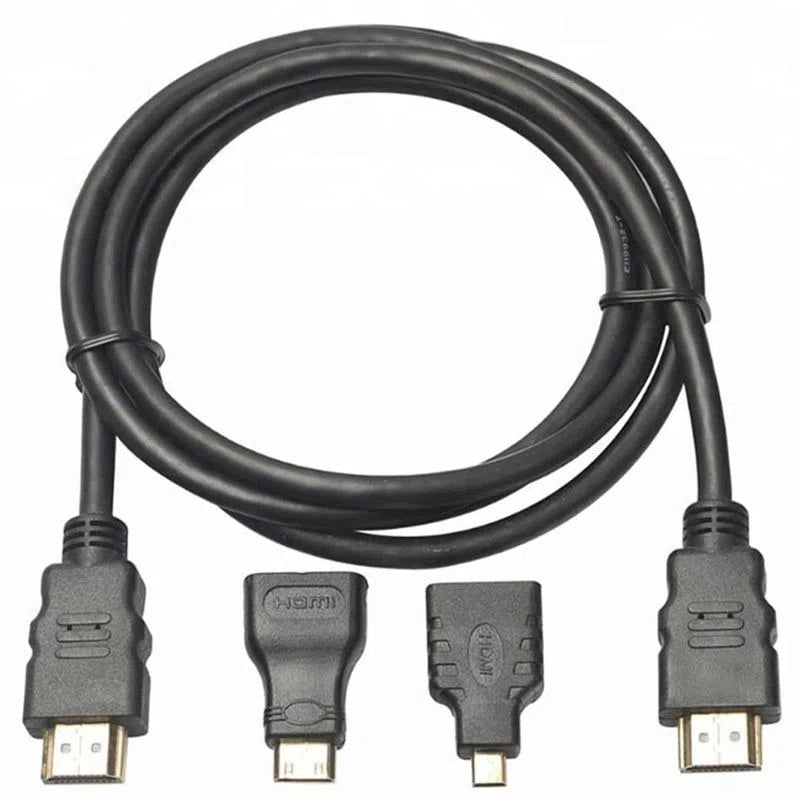 Cable Hdmi 3 en 1 Con Adaptador Mini y Micro Hdmi 1.5 Metros