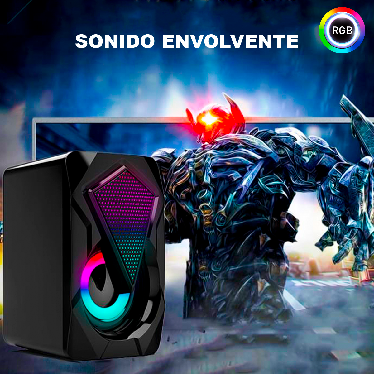 Parlantes Gamer D4500 Luces Multicolor RGB