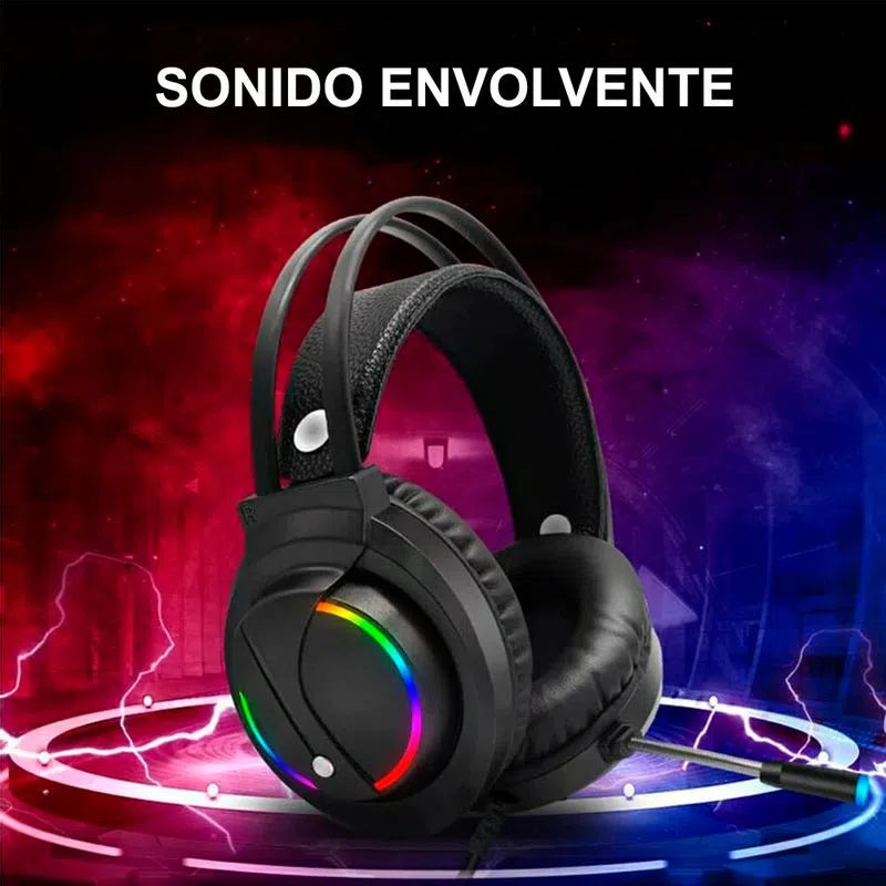 Audífonos Gamer D5000 PRO Luces RGB Free Fire Call of Duty PUGB