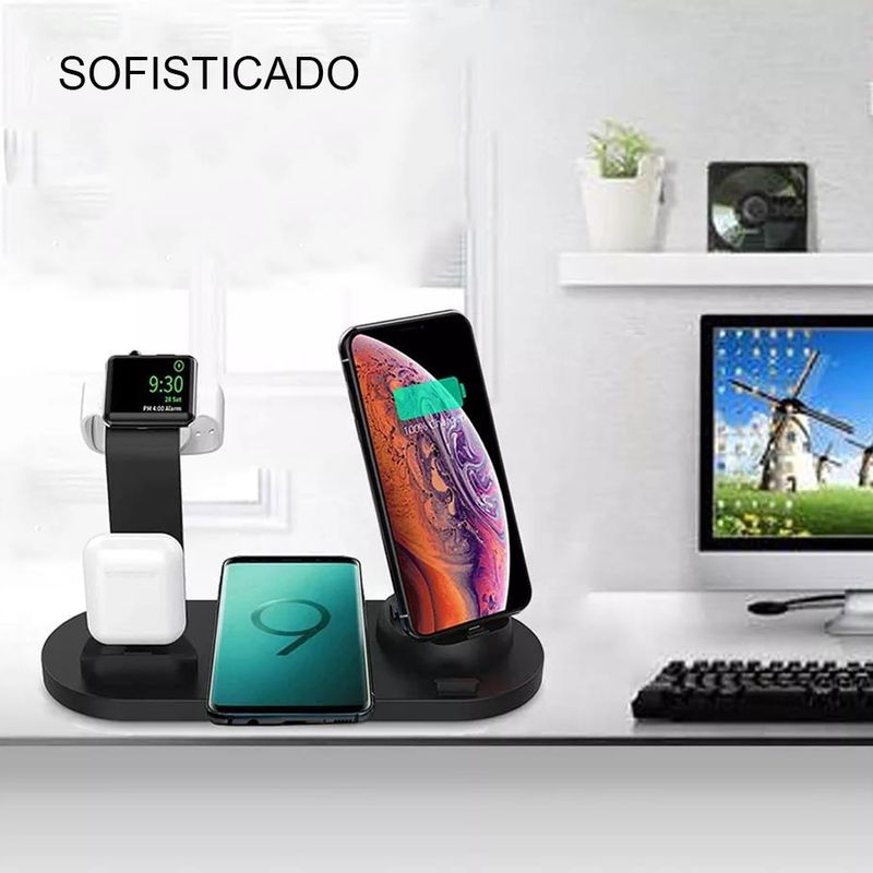 Estación de Carga Inalámbrica Iphone Android Airpods Micro Usb Tipo C Soporte de Carga Rápida