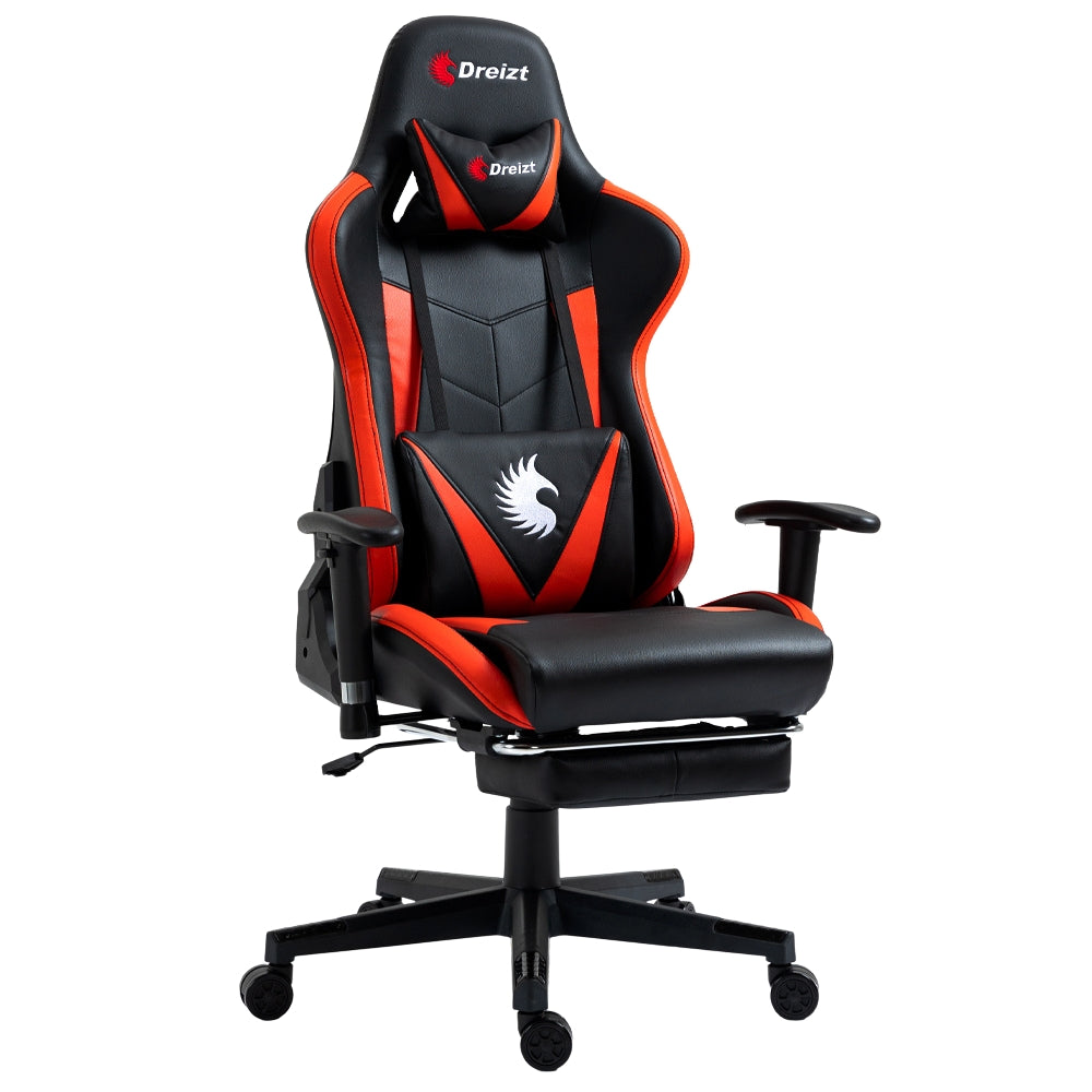 Silla Gamer Dreizt Apolo Series Rojo Pro 180° Reclinable Alta Calidad con Posapies