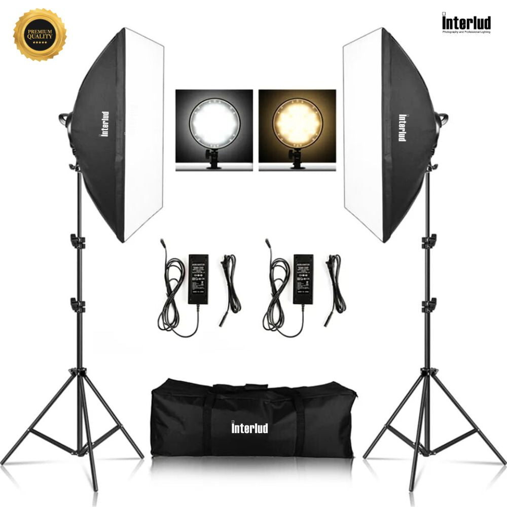 Kit Iluminación Softbox LED y Parantes Profesional FYI260018 Interlud