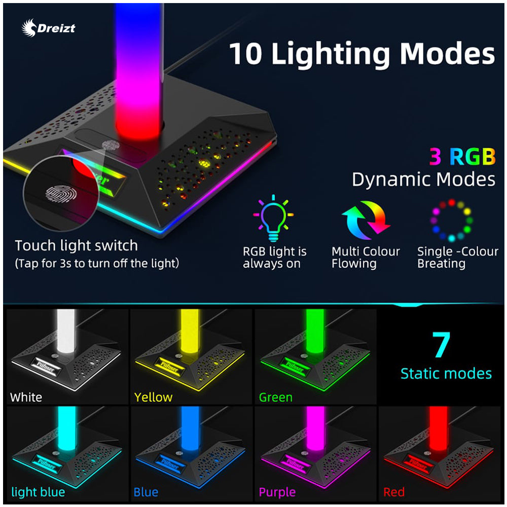 Soporte de Audífonos Gamer GR270033 Dreizt RGB PRO