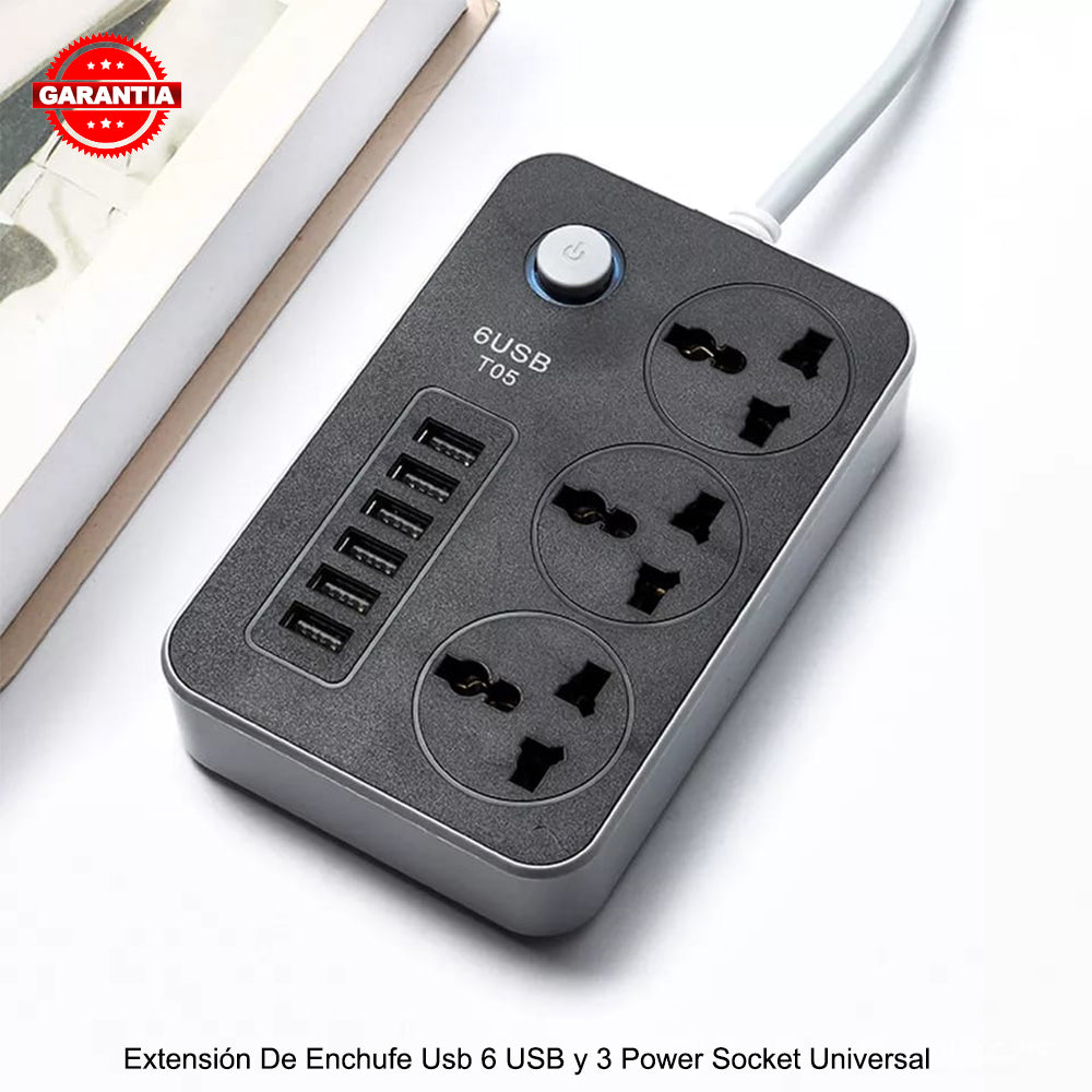 Extensión de Enchufe Sofisticado 6 USB 3 Power Socket Tomacorriente Universal Dreizt