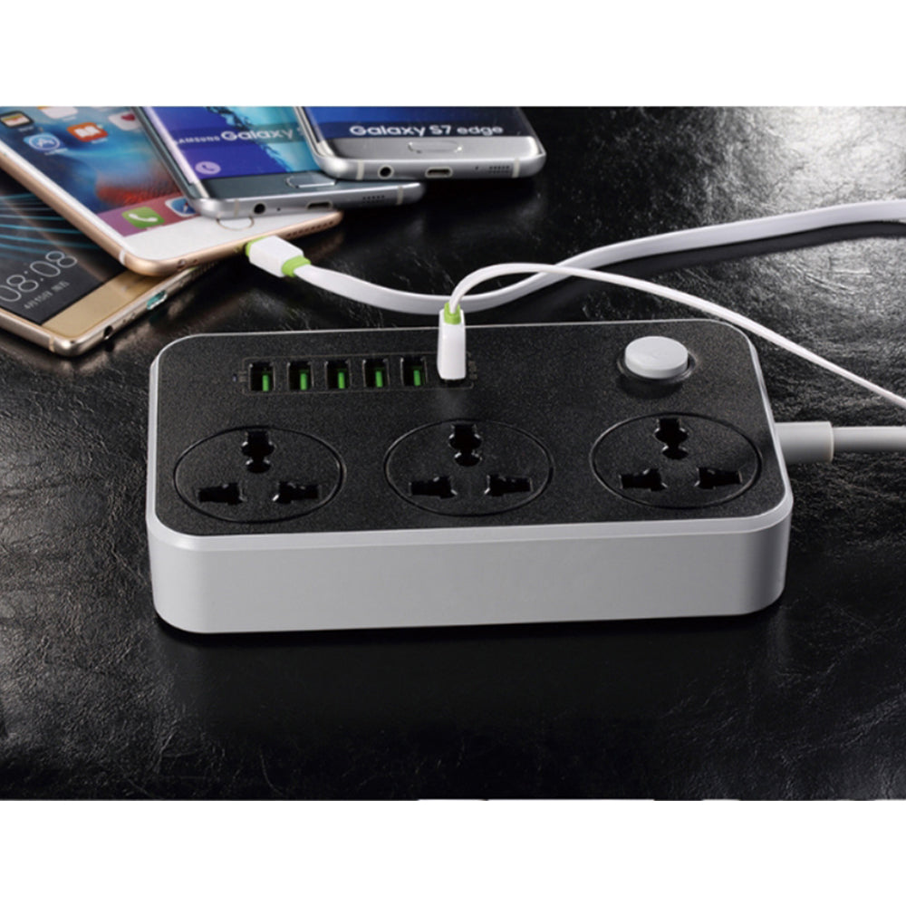 Extensión de Enchufe Sofisticado 6 USB 3 Power Socket Tomacorriente Universal Dreizt