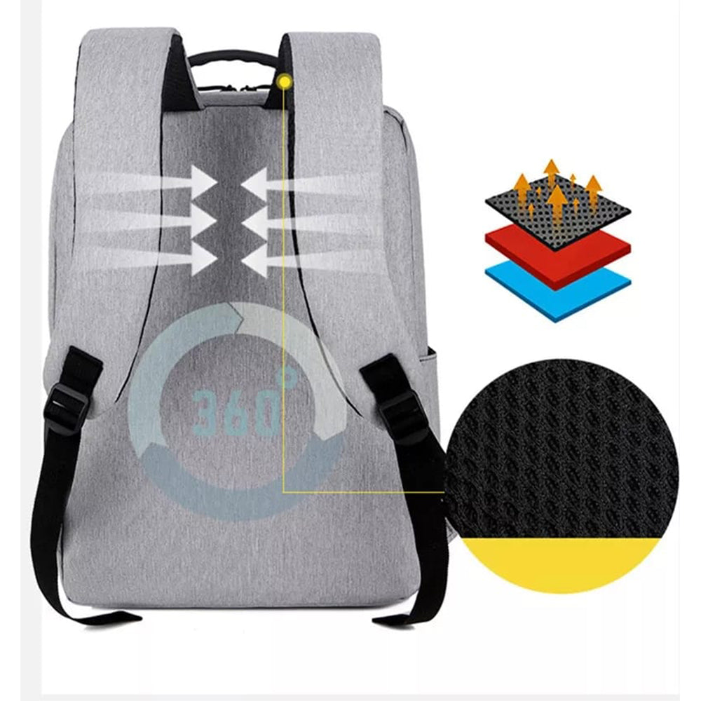 Mochila Antirrobo Impermeable para Laptop con Puerto USB Alta Calidad Dreizt MDA290010 Gris