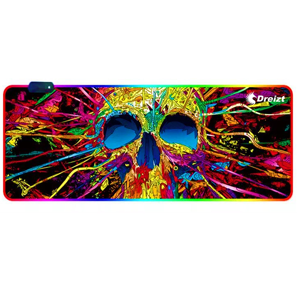 Mousepad Gamer DREIZT RGB Multicolor Diseño CALAVERA XL 80cm x 30cm