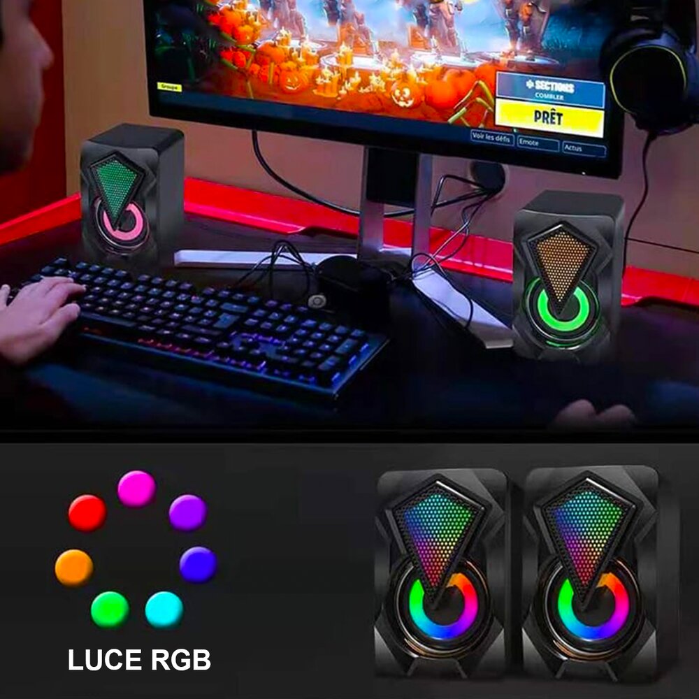 Parlantes Gamer D4500 Luces Multicolor RGB