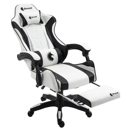 Silla Gamer Ergonómica Dreizt Shine Series Blanca con Posapies Reclinable