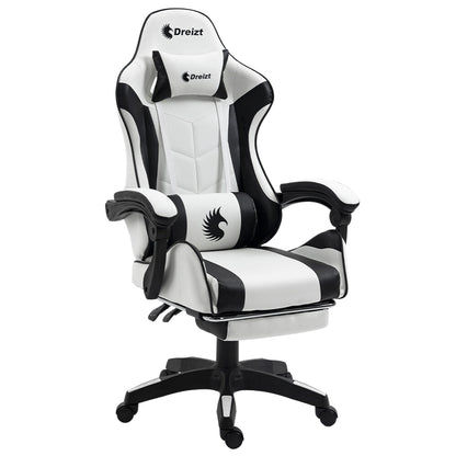 Silla Gamer Ergonómica Dreizt Shine Series Blanca con Posapies Reclinable