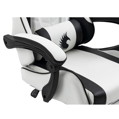 Silla Gamer Ergonómica Dreizt Shine Series Blanca con Posapies Reclinable