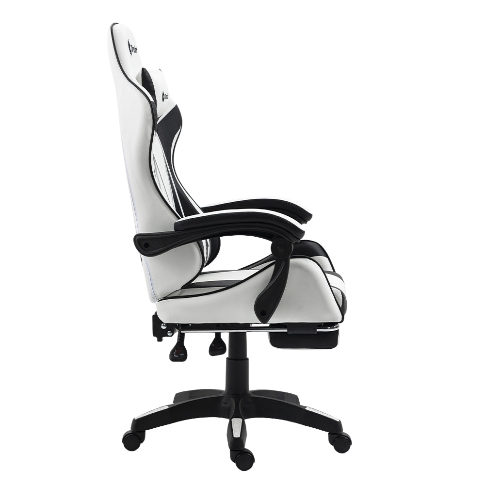 Silla Gamer Ergonómica Dreizt Shine Series Blanca con Posapies Reclinable