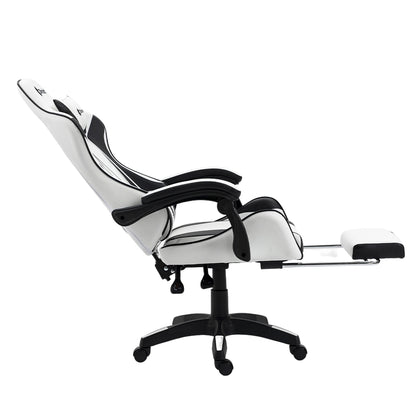 Silla Gamer Ergonómica Dreizt Shine Series Blanca con Posapies Reclinable