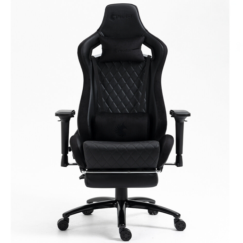 Silla Gamer Dreizt King Series Negro Premium Alta Calidad Reclinable con Posapies Gas Lift Clase 4