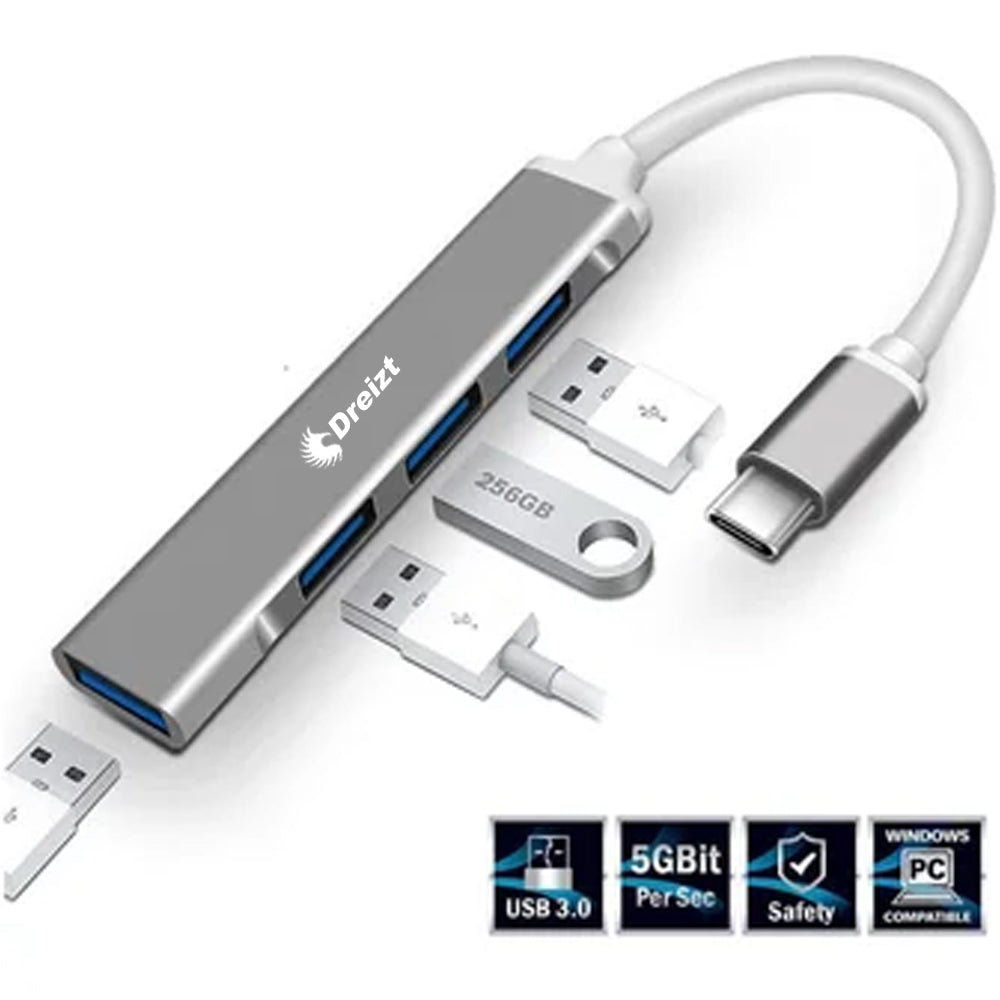 Multipuerto Entrada Adaptador Hub Usb de Alta Velocidad Tipo C Dreizt