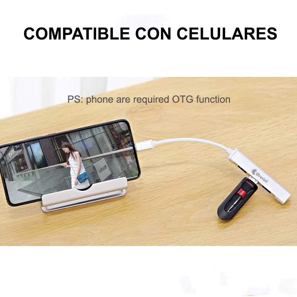 Multipuerto Entrada Adaptador Hub Usb de Alta Velocidad Tipo C Dreizt