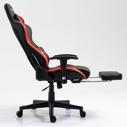 Silla Gamer Dreizt Apolo Series Rojo Pro 180° Reclinable Alta Calidad con Posapies