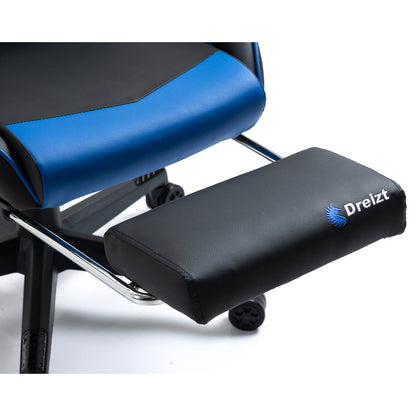 Silla Gamer Dreizt Optimus Series Azul Pro 180° Reclinable Alta Calidad con Posapies