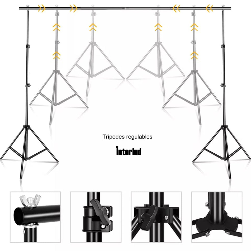 Kit Chroma Fondo Negro para Estudio Foto y Video con Parantes