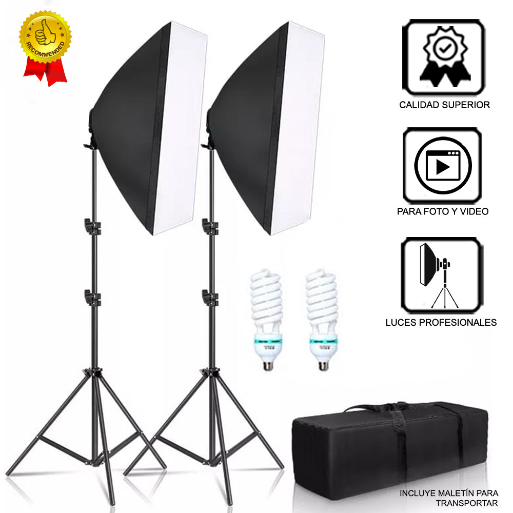 Kit Profesional de Fotografia y Video Fondo Verde + Parantes + Soft Box Iluminación + Maletin FYI260012 Interlud