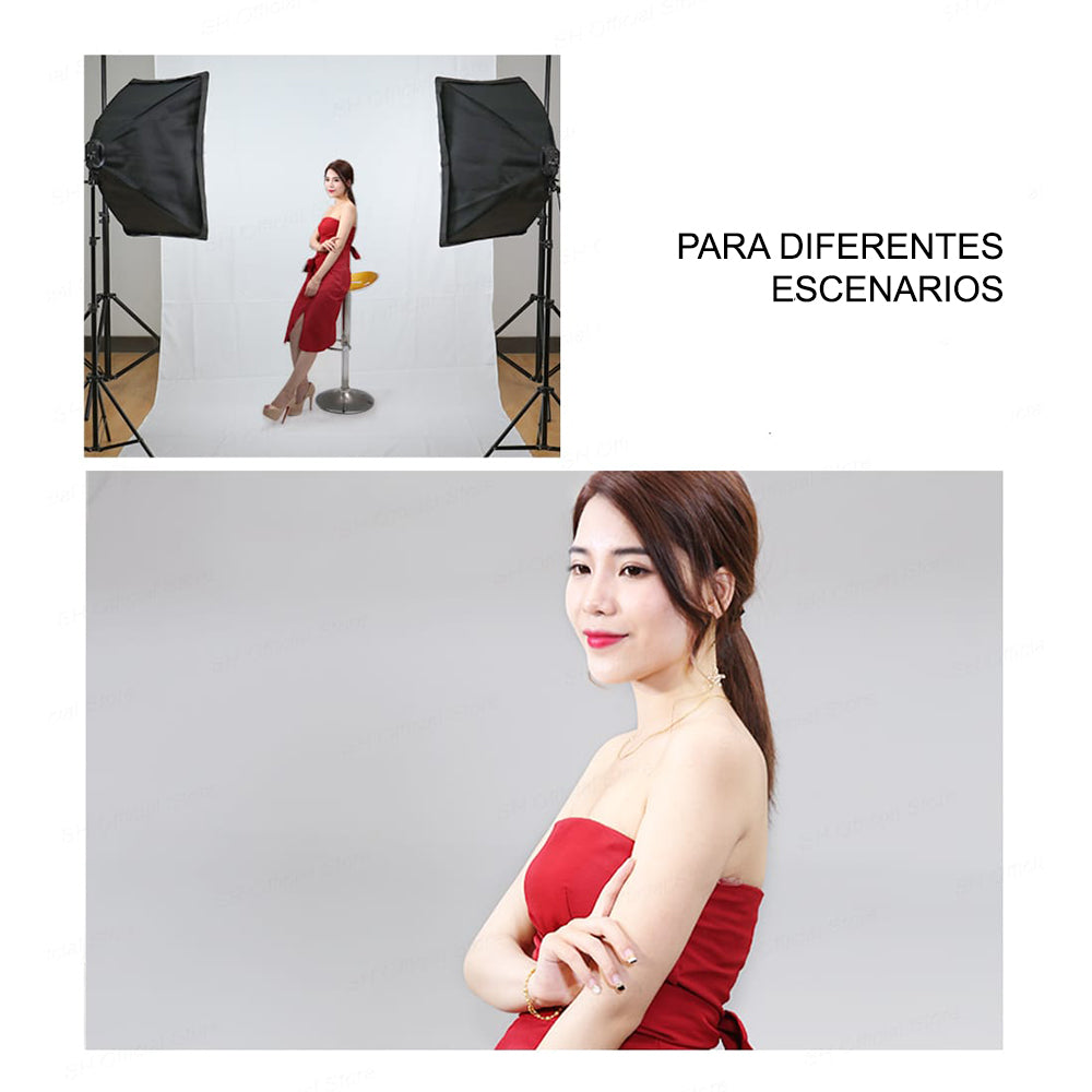 Kit Profesional de Fotografia y Video Fondo Verde + Parantes + Soft Box Iluminación + Maletin FYI260012 Interlud