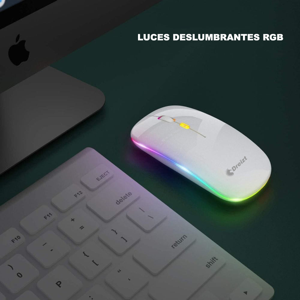 Mouse Inalámbrico Recargable con Iluminación Led Rgb Gr270025 Dreizt Blanco