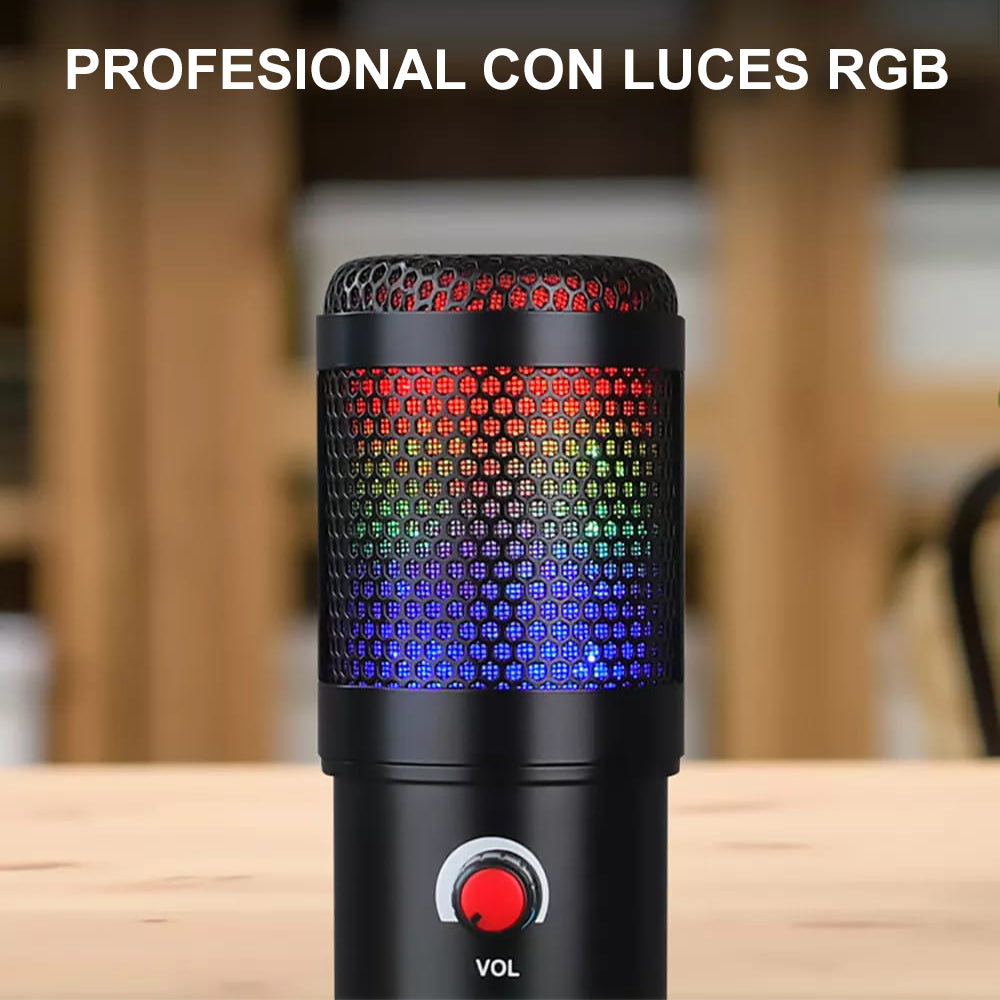 Microfono Profesional de Mesa con Luces Black Rgb Dreizt