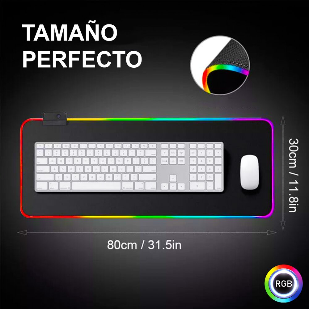 Mousepad Gamer Dreizt Rgb Multicolor Destellos Xl 80cm X 30cm