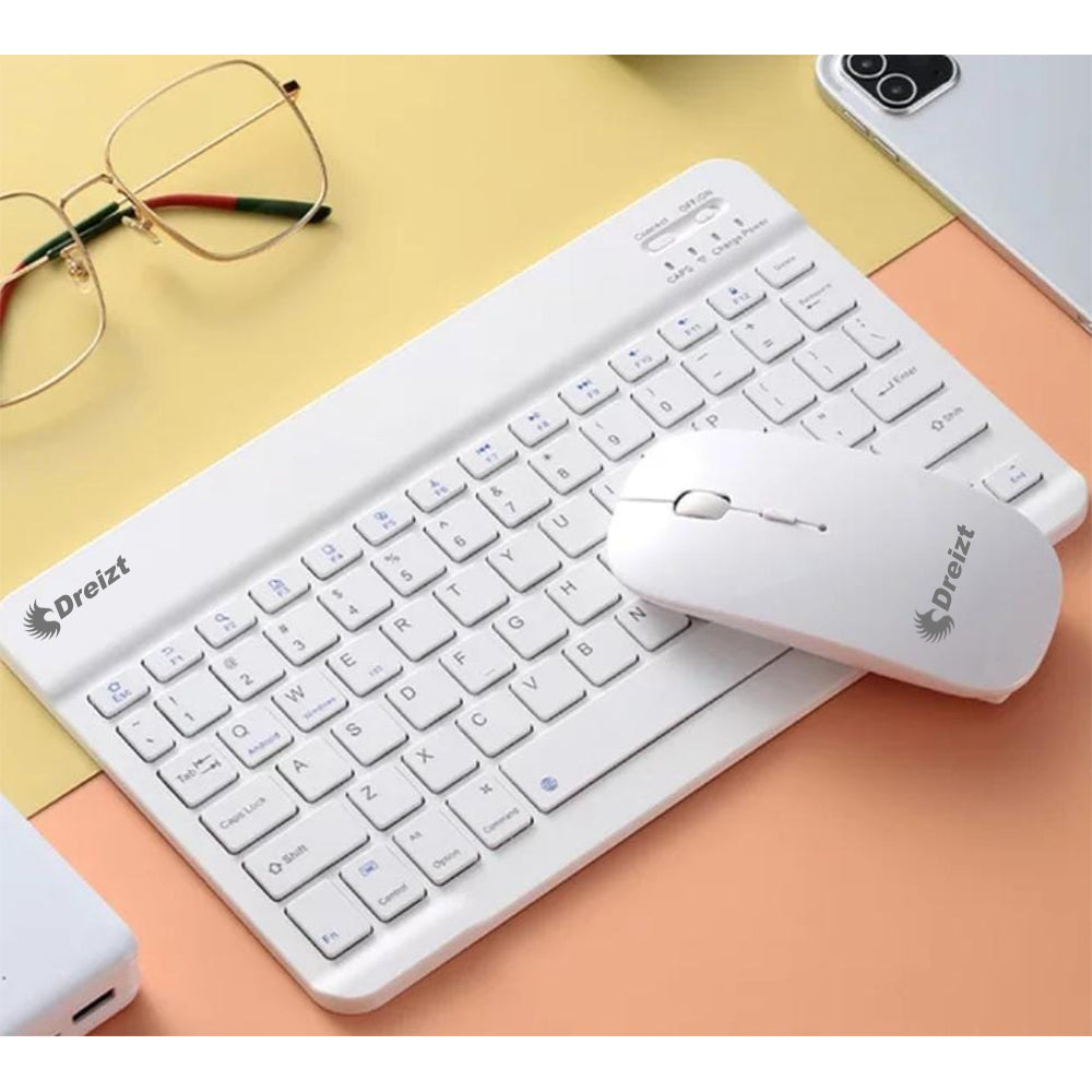 Kit Teclado y Mouse Inalámbrico Bluetooth Multidipositivo DT100 Blanco