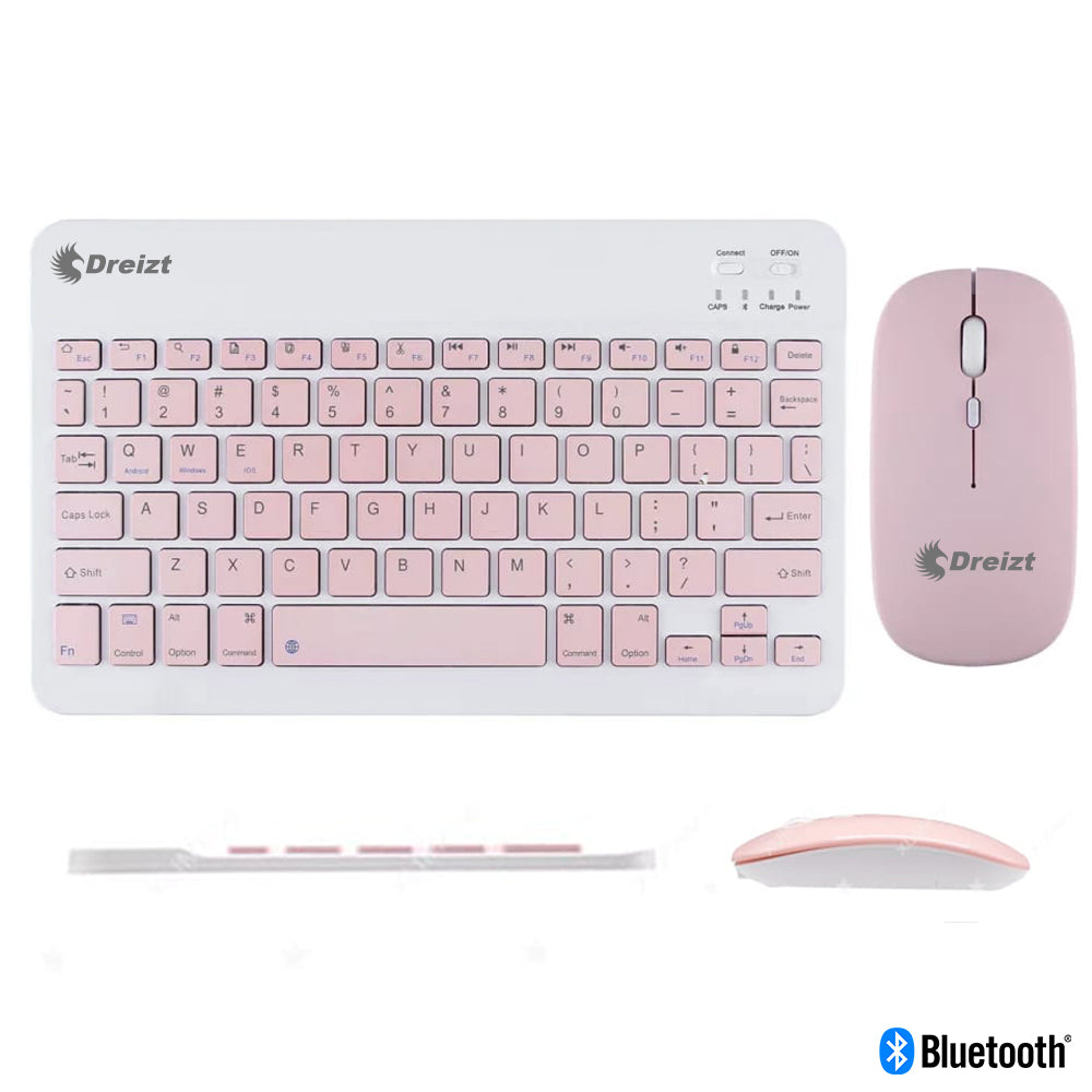 Kit Teclado y Mouse Inalámbrico Bluetooth Multidipositivo DT100 Rosado