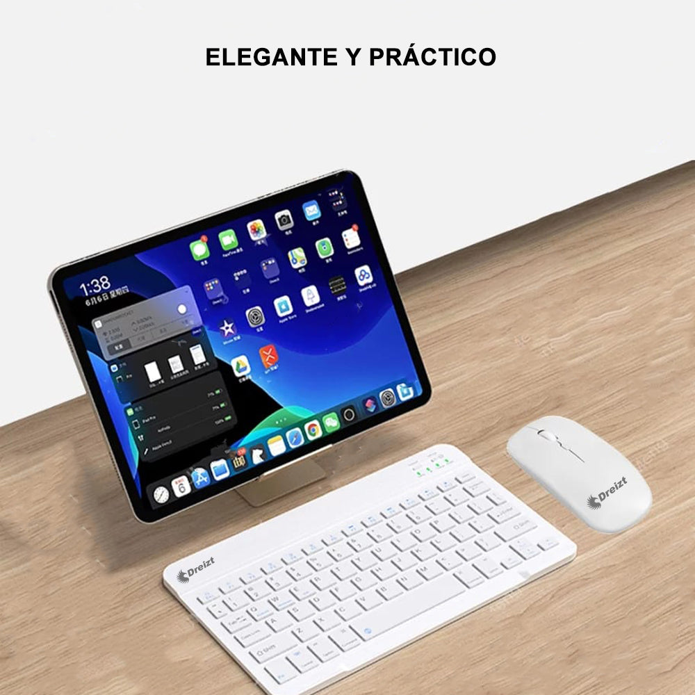 Kit Teclado y Mouse Inalámbrico Bluetooth Multidipositivo DT100 Blanco