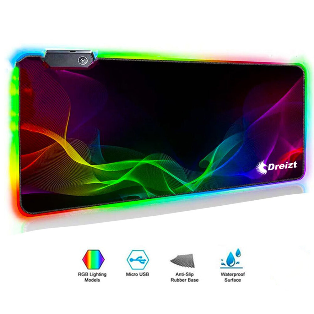 Mousepad Gamer Dreizt Rgb Multicolor Destellos Xl 80cm X 30cm